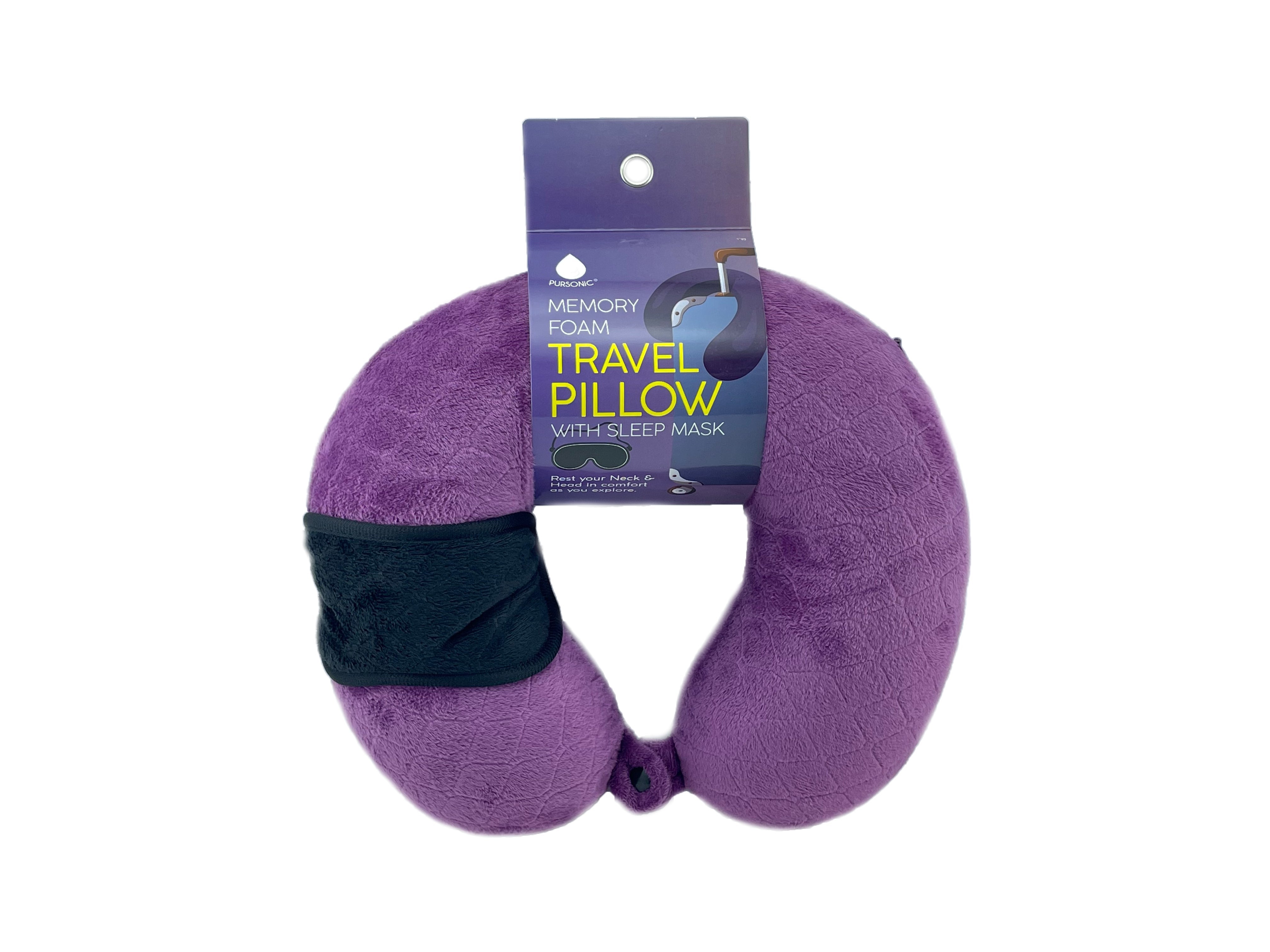 Pursonic Memory Foam Travel Pillow With Sleep Mask Comfort - Rosetta Creative Boutique